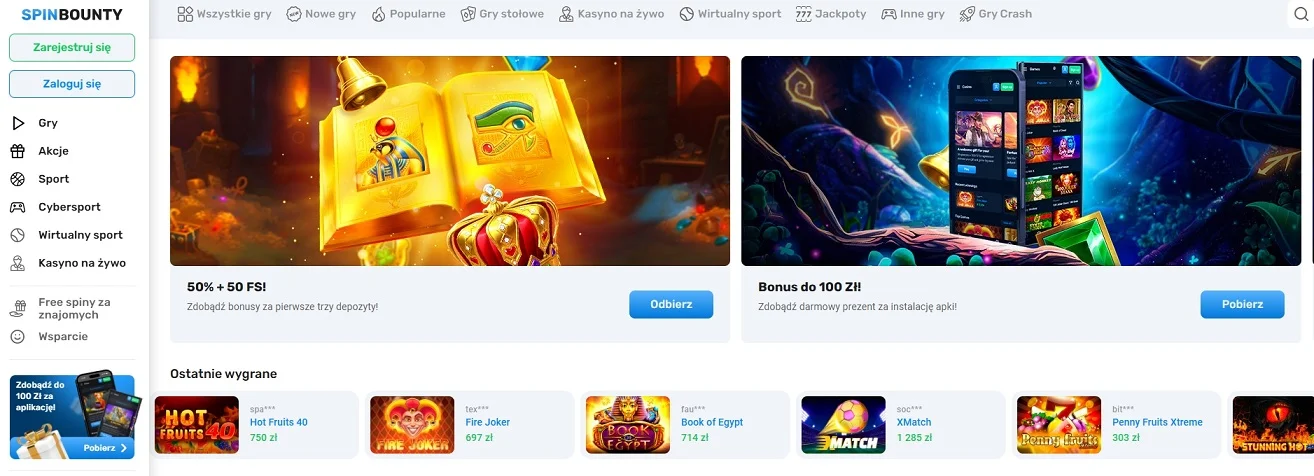 Spin Bounty casino strona główna